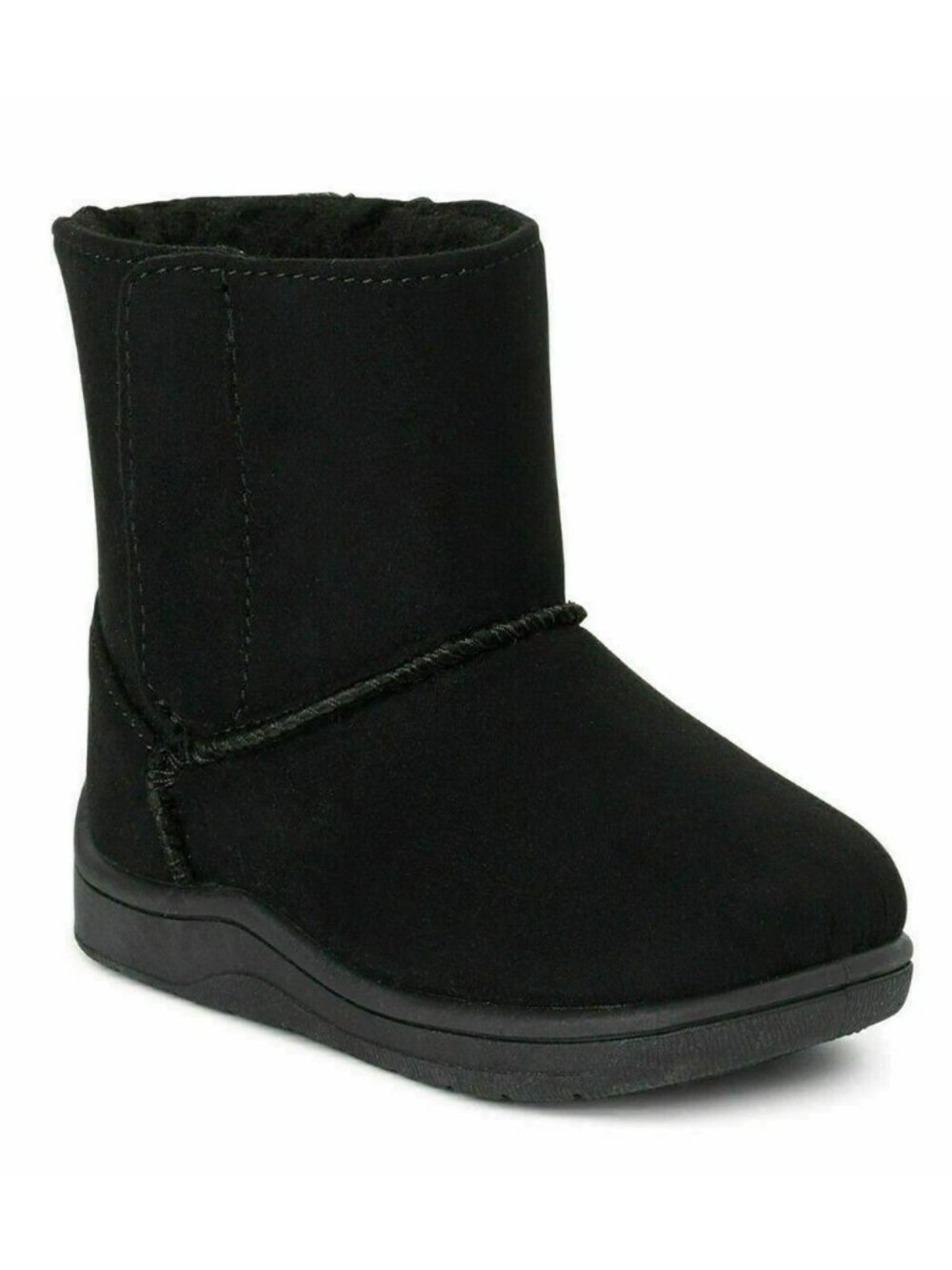 Wonder Nation Infant Size 2 Boots Cozy Black Pull-On Faux Fur Lightweight Warm